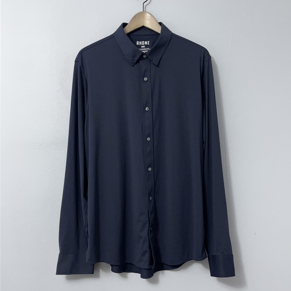 Rhone Commuter Shirt Men XL Slim Fit Dark Navy Long Sleeve Stretch